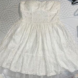 Delias size medium ivory strapless lace dress